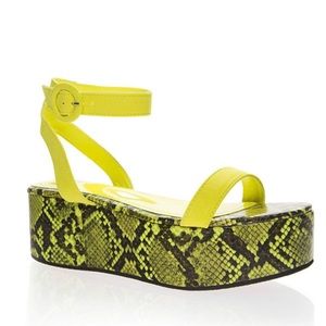 Neon Green Snakeskin Platform Sandals